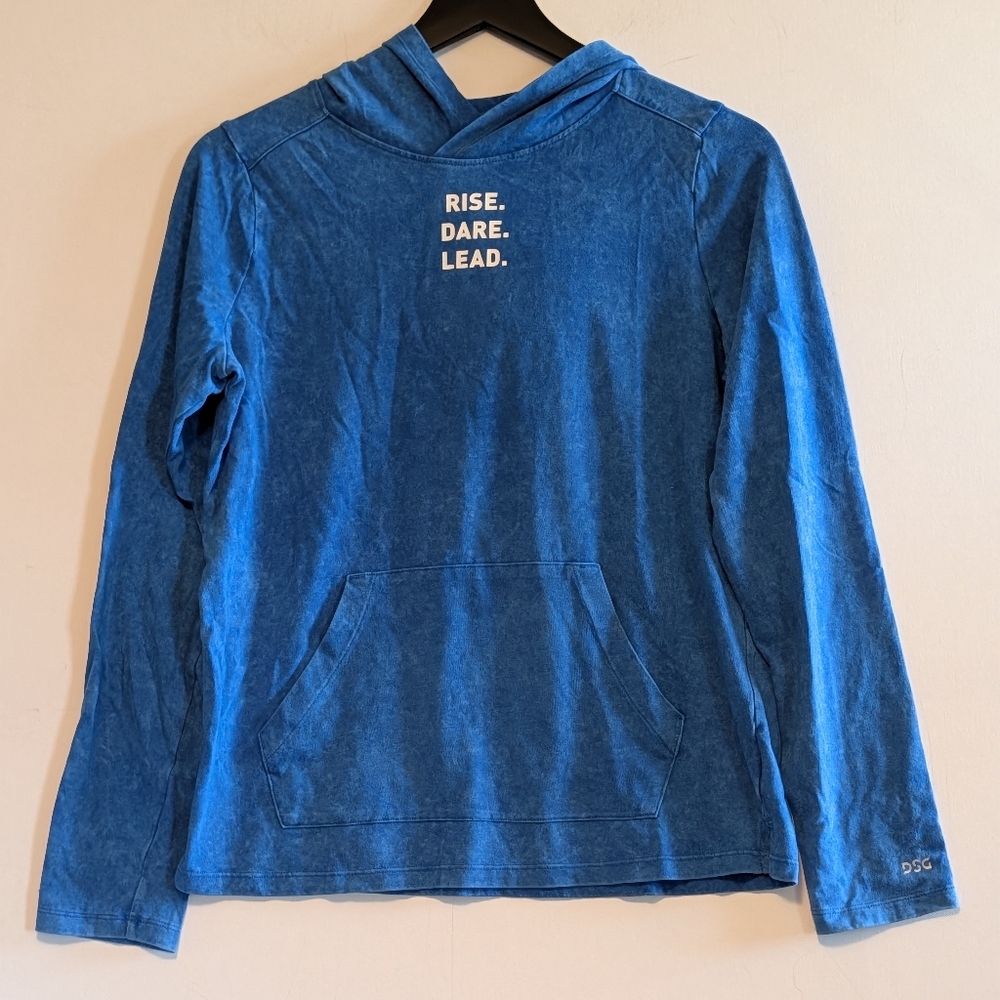 DSG Unisex XL Blue Hoodie Rise Dare Lead Graphic Youth Pullover Boys Shirt Top
